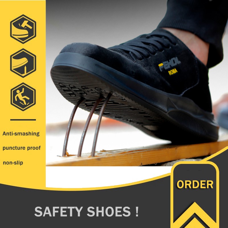 รูปภาพของSafety shoes รองเท้าเซฟตี้ หนังแท้ หัวเหล็ก ระบายอากาศดี พื้นยางกันลื่น หัวเหล็ก พื้นเสริมแผ่นเหล็ก NO.8/BLลองเช็คราคา