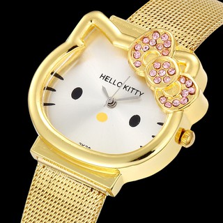 ภาพหน้าปกสินค้านาฬิกาข้อมือควอทซ์Hello Kitty นาฬิกาข้อมือสายเหล็กสีทองและสีเงินเหมาะกับผู้หญิง ที่เกี่ยวข้อง