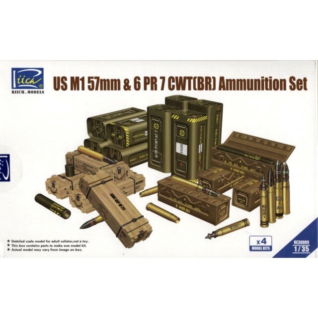 โมเดลประกอบ-riich-model-re30009-1-35-us-m1-57mm-amp-6pr-7cwt-br-ammunition-set-model-kits-x4