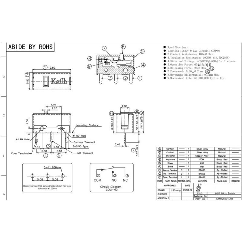 1pc-original-kailh-gm-red-mouse-micro-switch-micro-button-gold-contactor-60-million-click-lifetime