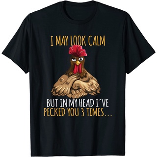 เสื้อยืดโอเวอร์ไซส์เสื้อยืด พิมพ์ลาย I May Look Calm But In My Head I Pecked You 3 Times สําหรับผู้ชายS-3XL