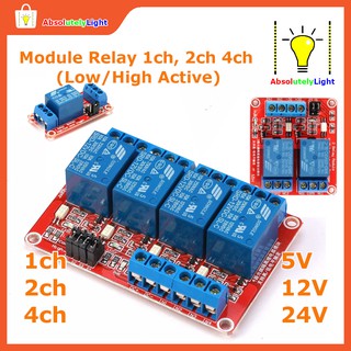 Preferred⚙️⚙️โมดูลรีเลย์ 1ch 2ch 4ch สำหรับ 5V 12V 24V ปรับ Low/High Active #Arduino #อิเลคทรอนิค