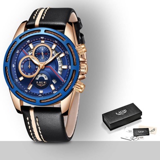 Relojes Hombre 2019 LIGE Men Sport Watch Chronograph Leather Strap Quartz Army Military Watches Clock Men