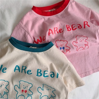 [Babycat] พร้อมส่ง ลดกระหน่ํา เสื้อยืดแขนสั้น พิมพ์ลายการ์ตูนหมีน่ารัก สไตล์เกาหลี ญี่ปุ่น 2022 สําหรับเด็กผู้ชาย เด็กผู้หญิง