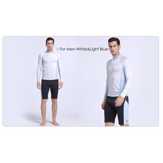 CRESSI RASH GUARD LONG SLEEVE MAN Color White-เสื้อแขนยาว ผู้ชายสำหรับกีฬาทางน้ำ สีขาว