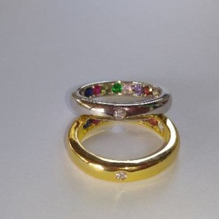 แหวนนพเก้า แหวนพูนทรัพย์ ฝังพลอย7ีสี..มี (2 สีสีเงินและสีทอง)