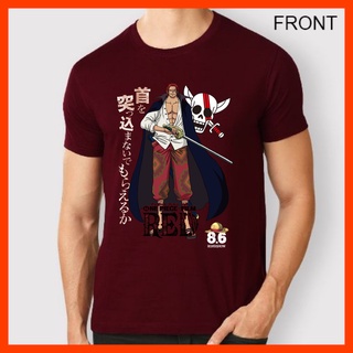 เสื้อยืดผ้าฝ้ายพิมพ์ลาย เสื้อยืดผ้าฝ้าย 100% พิมพ์ลายการ์ตูนอนิเมะ Dtf One Piece Film Red 04 Shanks Uta Luffy Maroon Mar