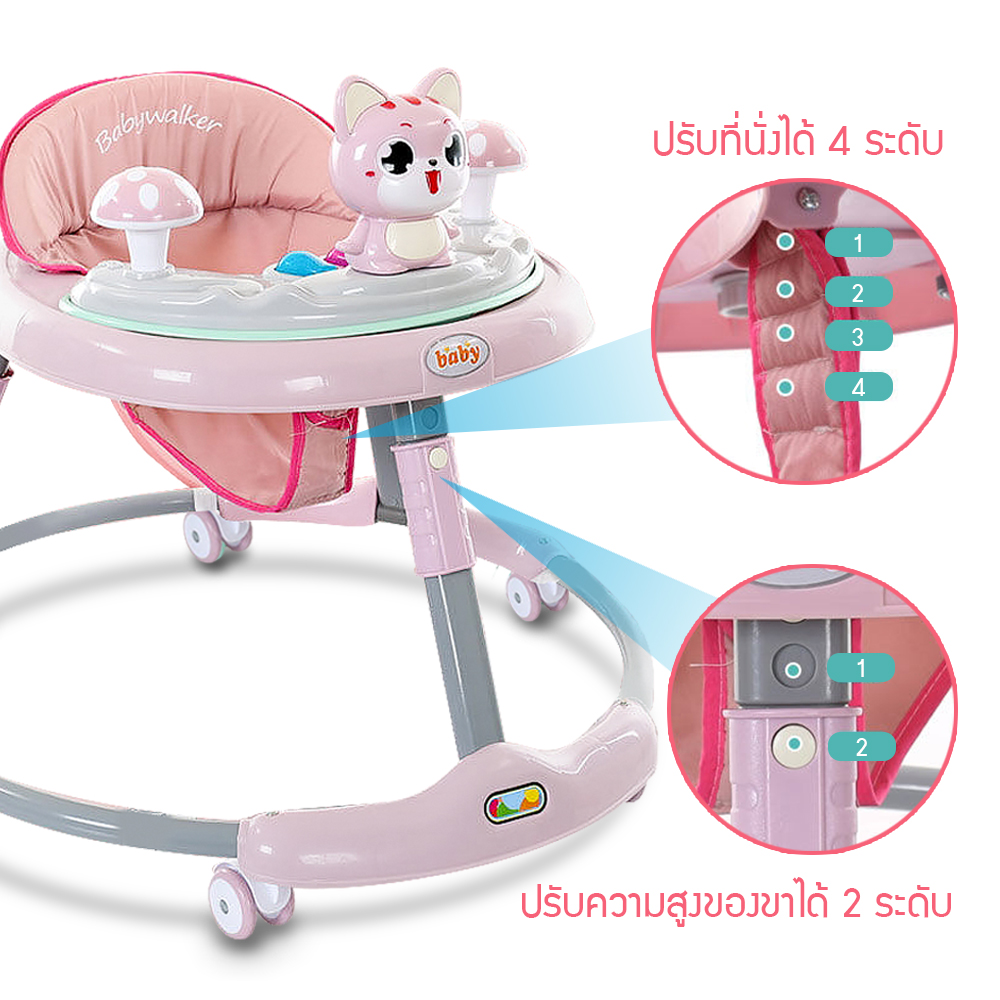 ภาพสินค้ารถหัดเดินเด็ก มีเพลง มีไฟ รถกลม รถหัดเดิน รถเด็กหัดเดิน baby walker รถหัดเดินหน้าแมว จากร้าน sodaza1124 บน Shopee ภาพที่ 4