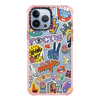 Casetify High Vibe stickers 13 Pro Max  Ultra Impact Case  สี: Pink [13PMสินค้าพร้อมส่ง]