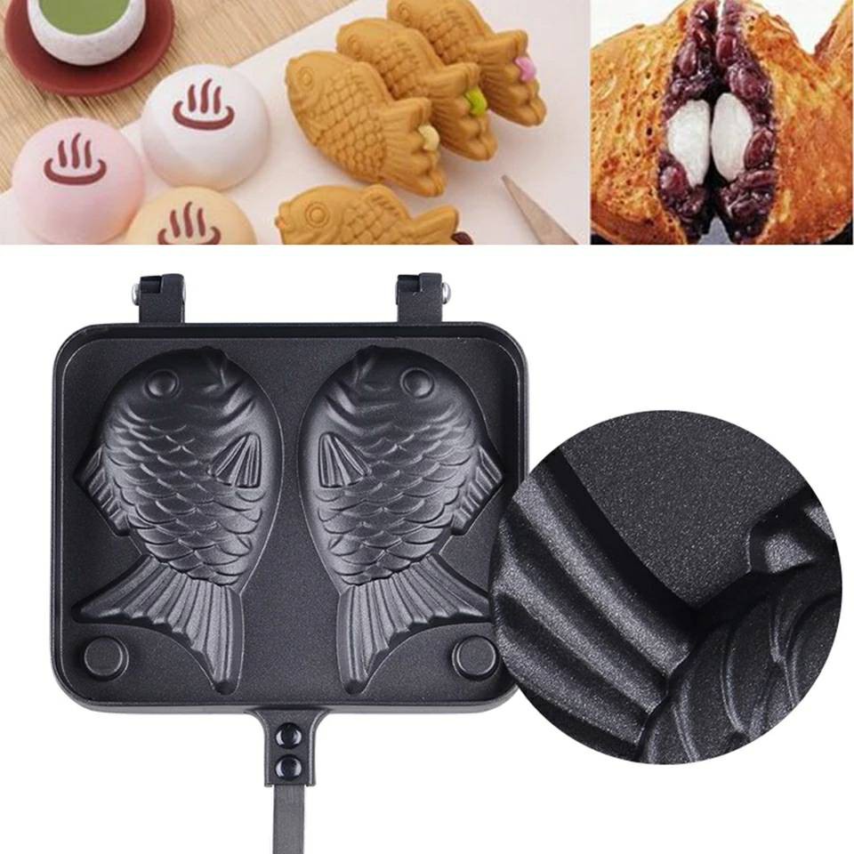 กระทะพิมพ์ขนมรูปปลา-taiyaki-pan-fish-mold-waffle-เครื่องทำวาฟเฟิลรูปปลา-พร้อมส่ง