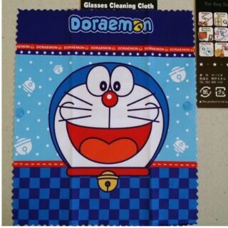 ผ้าเช็ดแว่น กระจก อัญมณี เลนส์กล่อง หน้าจอคอม มือถือ ลาย Doraemon โดเรม่อน ขนาด 5.5x6.5 นิ้ว