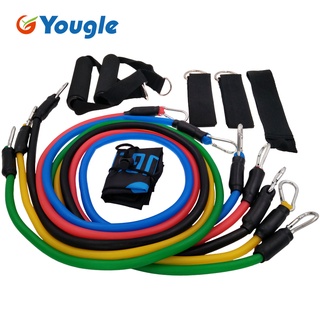 YOUGLE ยางยืดออกกำลัง ยางยืดออกกำกาย โยคะ 11pcs/set Pull Rope Fitness Exercises Resistance Bands Latex Tubes Pedal Excer