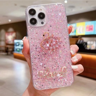 เคสโทรศัพท์ สําหรับ Xiaomi Redmi Note 11 11S 10S 9S 10 7 8 9 Pro 4G 5Gมือถือแบบนิ่ม กันกระแทก ลายหงส์แวววาว