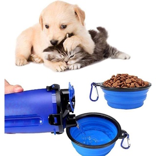 2 compartments for pet food กระบอกน้ำอาหารสัตว์เลี้ยง 2 ช่อง *คละสี*ที่ให้น้ําและอาหารสุนัข แมวพกพา ขวดน้ําและอาหารสัตว์