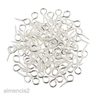 [ALMENCLA2] 100pcs 10x4mm Silver Mini Hoop Eye Pin Screws For DIY Jewelry Making Beads