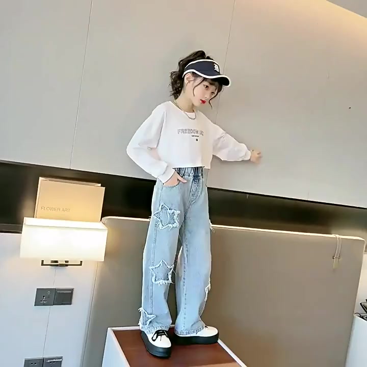 mixi-กางเกงขากว้างเด็กหญิง-2023-ใหม่กางเกงลำลองทรงตรง-mix253