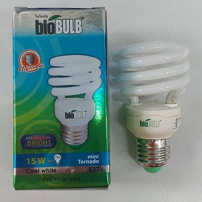 biobulb-หลอดประหยัดไฟมินิทอร์นาโด-mini-tornado-e27-15w-cool-white