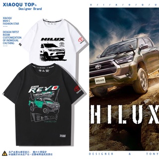 เสื้อยืดโอเวอร์ไซส์รถออฟโรด Toyota Toyota Hilux Hilux รถกระบะเสื้อยืดผู้ชายและผู้หญิงฤดูร้อนผ้าฝ้ายแขนสั้นหลวมS-4XL
