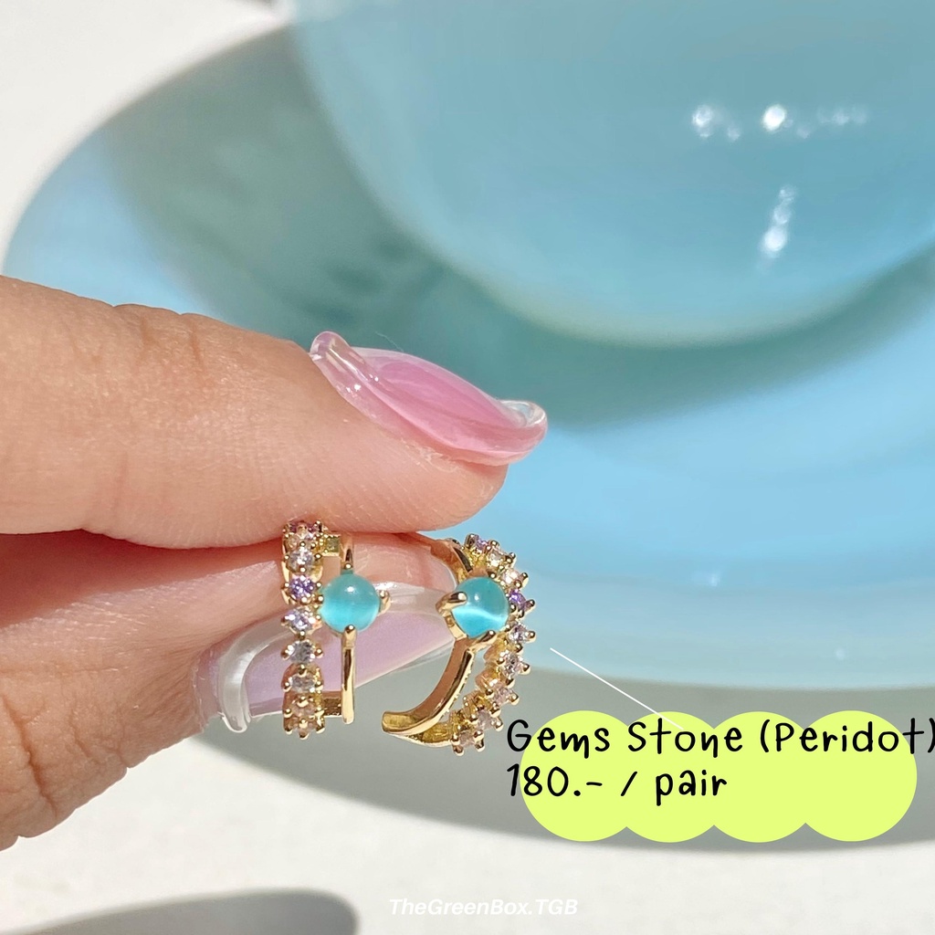 ภาพหน้าปกสินค้าต่างหู Gems Stone Earrings (Rose Quartz, Moonstone, Turquoise) - Thegreenbox จากร้าน thegreenbox.tgb บน Shopee