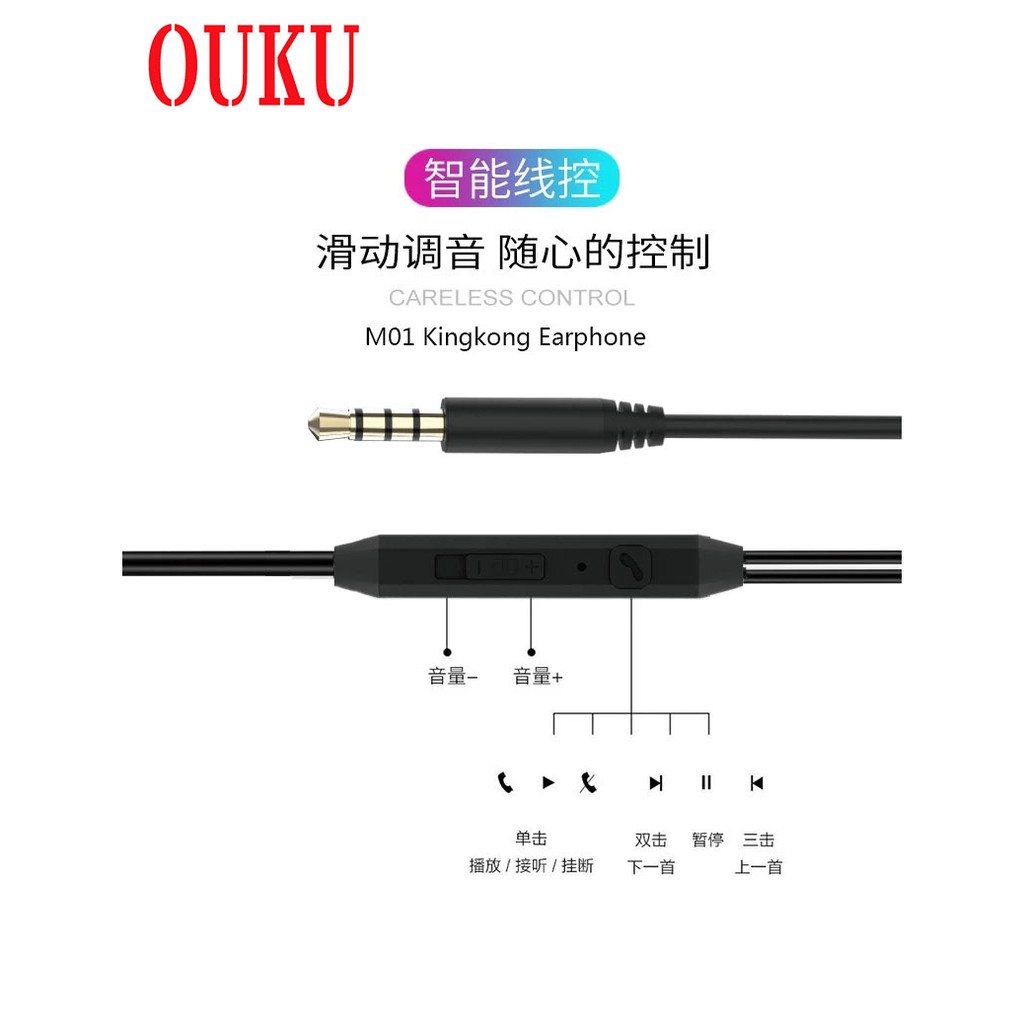 หูฟัง3-5รุ่นใหม่เสียงดี-ราคาถูก-รูปทรงearphone-ouku-m01-ดีไซน์สวยงามทันสมัย-พร้อมส่ง