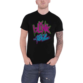เสื้อยืดอินเทรนด์ผู้ชายอินเทรนด์ผู้หญิงเสื้อยืด พิมพ์ลายโลโก้ Blink 182 สีนีออน สีม่วง สําหรับผู้ชายS-3XL