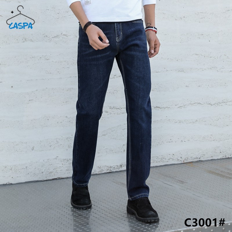 caspa-กางเกงยีนส์ขากระบอกผู้ชาย-รุ่น-c3001-สียีนส์เข้มผู้ชาย-แฟชั่นผู้ชาย-กางเกงยีนส์ผู้ชาย