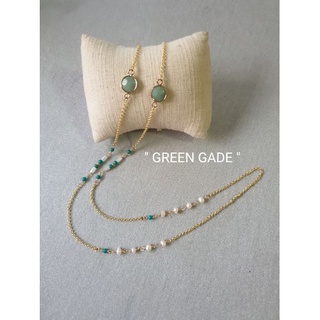 สายคล้องแมส หินนำโชค003 "GREEN JADE" "หยกเขียว"