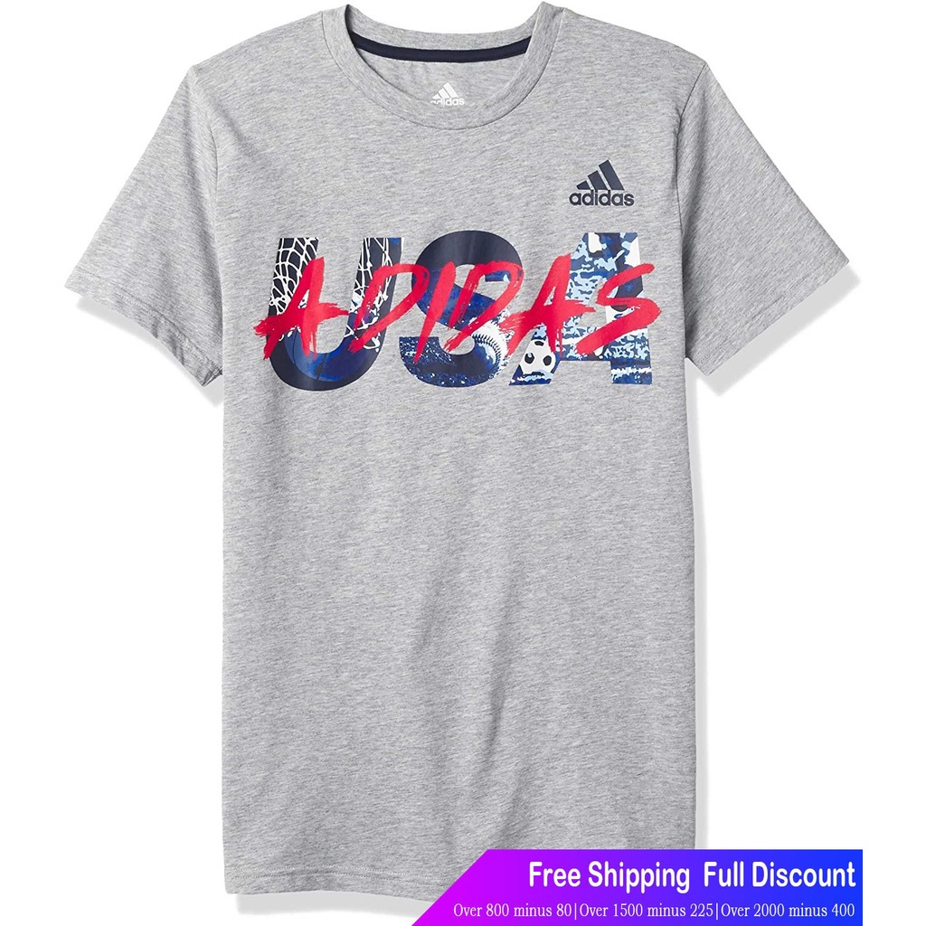 adidasเสื้อยืดแขนสั้น-adidas-boys-short-sleeve-graphic-tee-t-shirt-adidasmens-womens-t-shirts-x