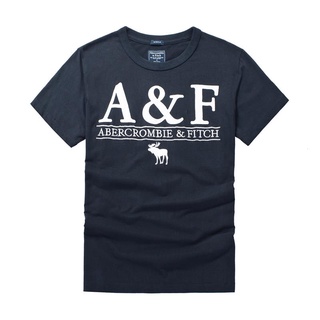 เสื้อยืดผ้าฝ้ายพิมพ์ลาย Abercrombie Fitch ใหม่ เสื้อยืดคอกลม แขนสั้น ผ้าฝ้าย พลัสไซซ์ สีพื้น สําหรับผู้ชาย