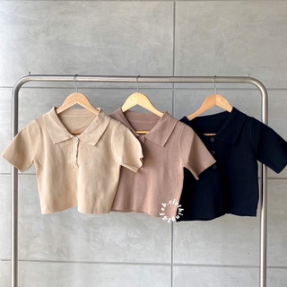 〰️ เหลือ 150 บาท ใส่โค้ด NJULY50 〰️เสื้อครอปโปโลผ้า knit พร้อมส่ง 3 สี