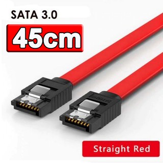 สาย SATA 3 III 3.0 Data Cable 6Gbps หัว ตรง-ตรง For HDD , SSD , CD-RW, DVDs with Lead Clip 45cm