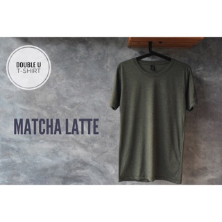 ออกใบกำกับภาษีได้ - เสื้อยืดสีพื้น Matcha Latte ( ท็อปสีเขียว ) ** เสื้อยืดซักไม่ต้องรีด **