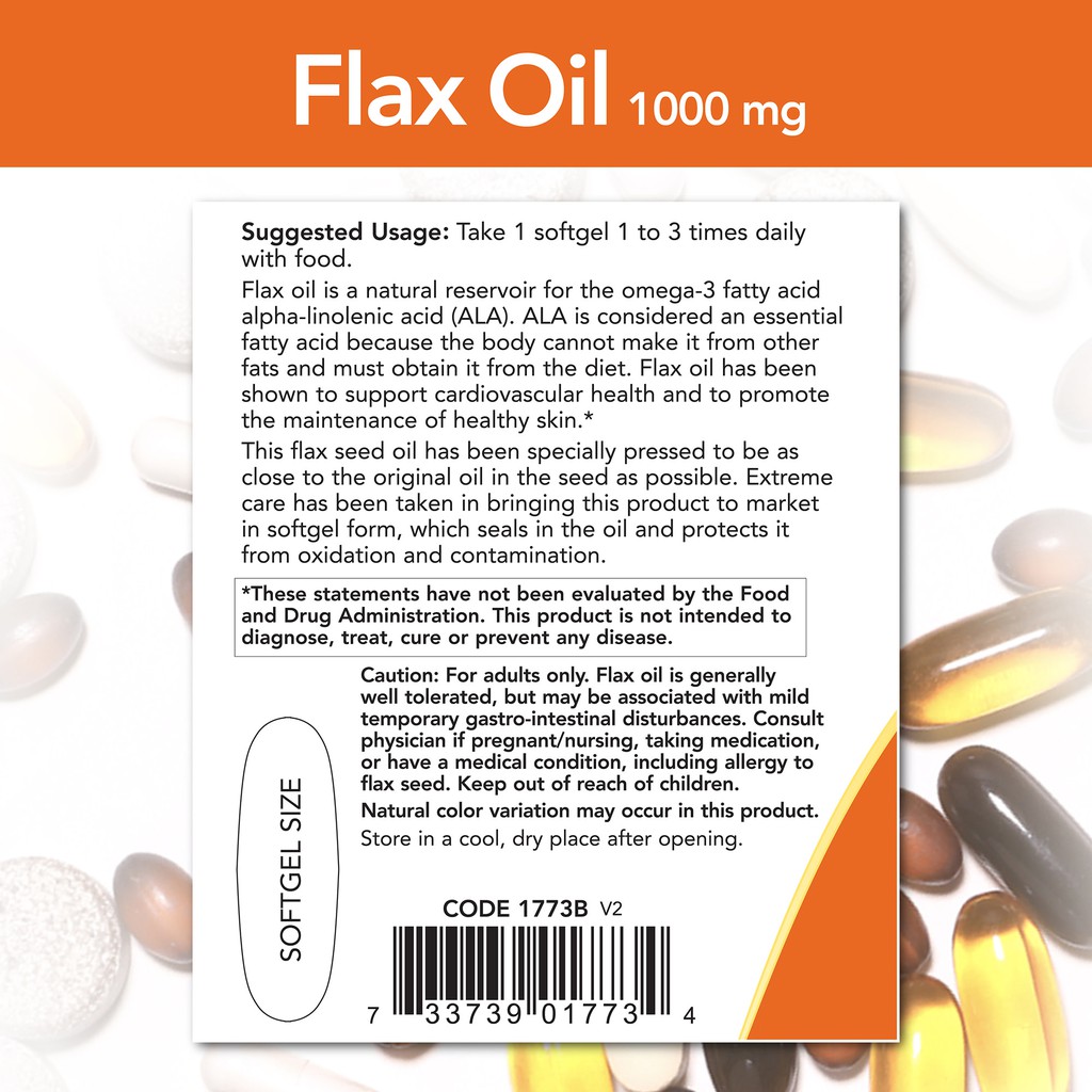 ภาพสินค้าNow Foods Flax Oil น้ำมันเมล็ดแฟลกซ์ น้ำมันเมล็ดลินิน สกัดเย็น 1000 มิลลิกรัม 120 แคปซูล *พร้อมส่ง* จากร้าน pjhealthy_shop บน Shopee ภาพที่ 4