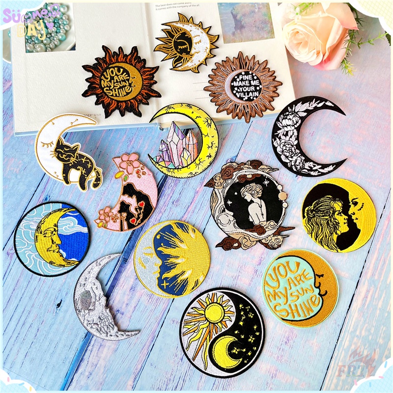 แผ่นแพทช์เหล็ก-the-romantic-sun-amp-moon-you-are-my-sunshine-สําหรับตกแต่งเสื้อผ้า-แผ่นแพทช์รีดติดเสื้อ-diy-1-ชิ้น