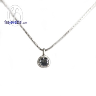 Finejewelthai-จี้นิล-นิลแท้-จี้พลอย-Black-Spinel-Onyx-Silver-Pendant-Birthstone-P1054on00e