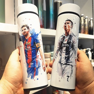 กระติกน้ําร้อน รูปฟุตบอล Superstar Messi Cristiano Ronaldo Fan Cup หน้าจออุณหภูมิอัจฉริยะ พร้อมที่กรองชา