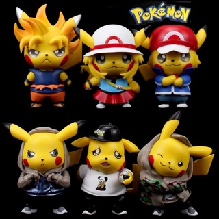 สินค้า โมเดล โปเกม่อน 6 ตัว ขายแยก คละแบบ ไม่มีกล่อง Pokemon figure6pcs(10-12cm cosplay）Pikachu