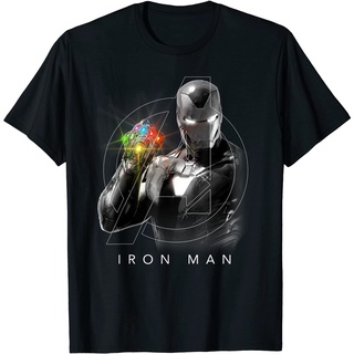 เสื้อยืดผ้าฝ้ายพรีเมี่ยม เสื้อยืด พิมพ์ลายโลโก้ Marvel Avengers Endgame Glowing Stones