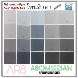 สีน้ำเบเยอร์คูล ออลพลัส ซูเปอร์เซรามิกชิลด์ กึ่งเงา สีเช็ดได้ สีทนร้อน เกรด 10 ปี โทนสีเทา ขนาด 3.785 ลิตร