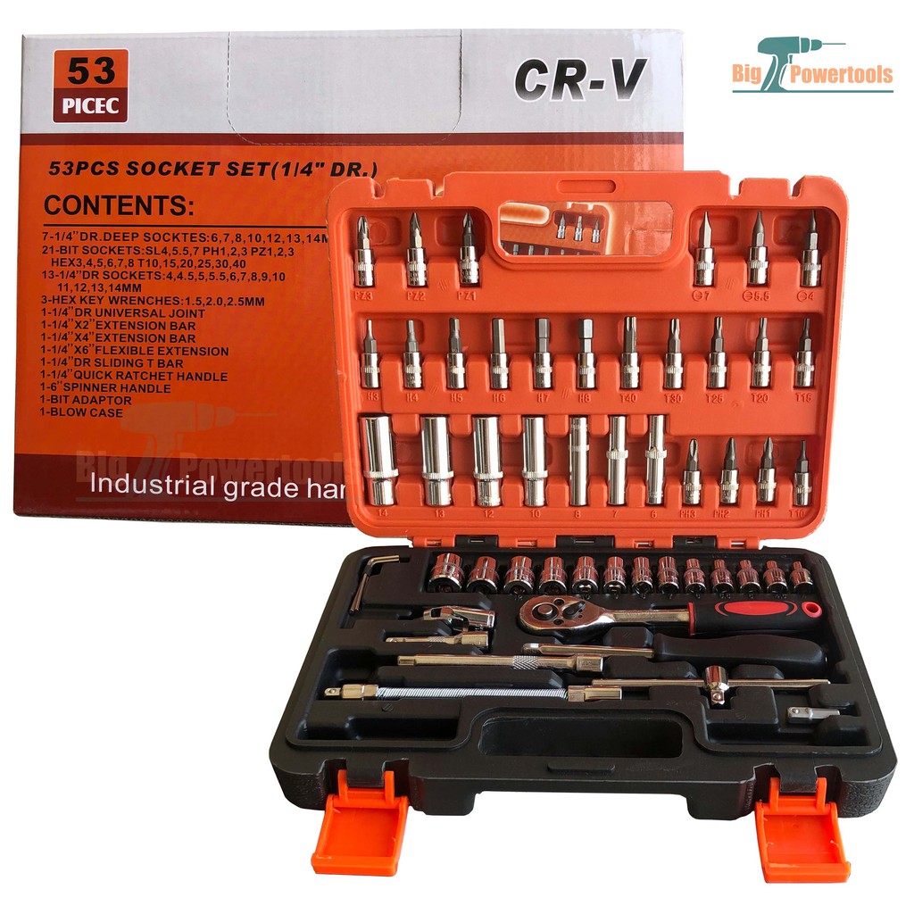 ราคาและรีวิวชุดเครื่องมือ ประแจ ชุดบล็อก 53 ชิ้น ขนาด 1/4 Socket Set