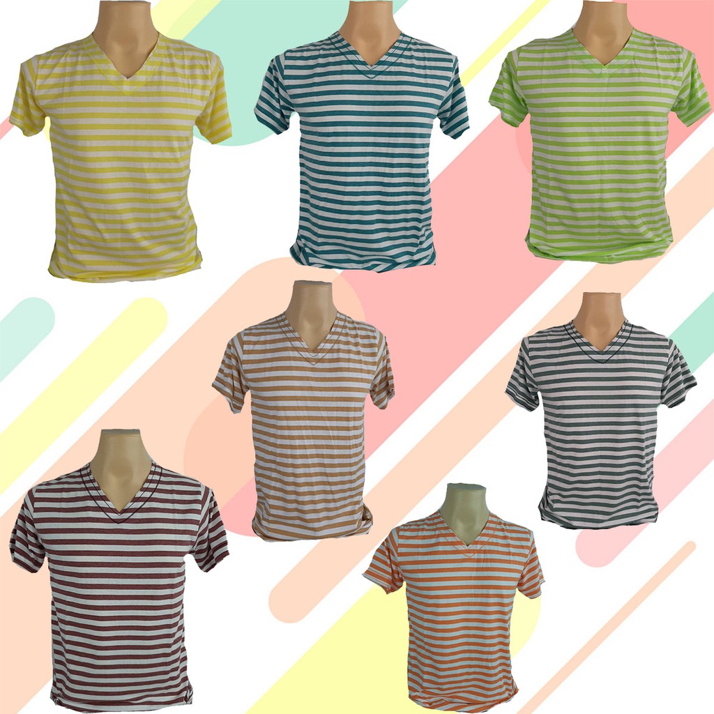 เสื้อคอวีริ้ว-v-neck-stripe-t-shirt