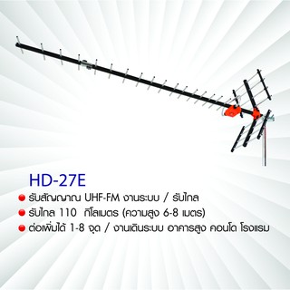 เสาอากาศดิจิตอลทีวี UHF ยี่ห้อ BETA รุ่น HD-27E F-Type Ediiton พร้อมสาย RG-6/u 20 เมตร