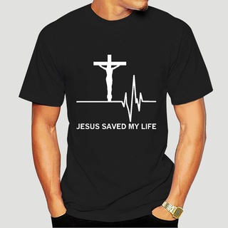 เสื้อยืดผ้าฝ้ายพิมพ์ลายขายดี เสื้อยืดแขนยาว คอกลม ผ้าฝ้าย พิมพ์ลาย Jesus Saved My Life Religious Christian สําหรับผู้ชาย