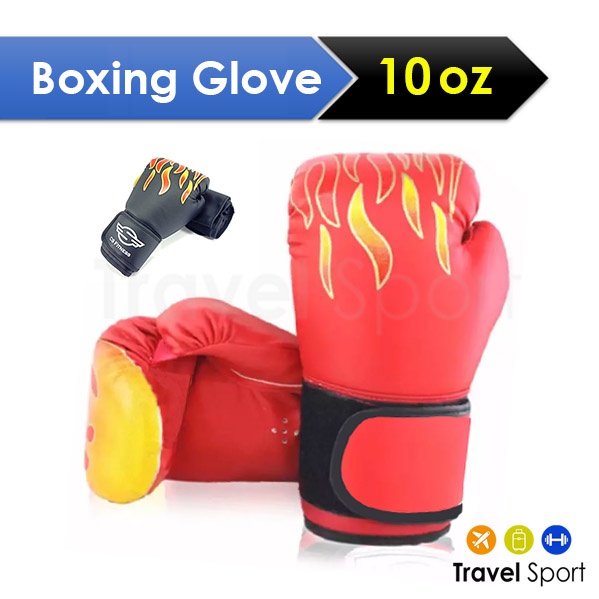 ราคาและรีวิวนวมชกมวย 10 OZ ลายไฟ - Boxoing Glove
