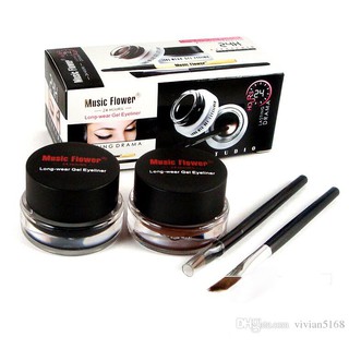 ภาพขนาดย่อของสินค้าเจลเขียนคิ้ว ติดทน24ชม M1007 Music Flower Cosmetics Smooth Waterproof Bicolor Liquid Eyeliner Kajal Gel