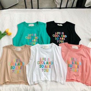 🍭Crop Top เสื้อครอปแขนกุด 🍏พร้อมส่ง🍎