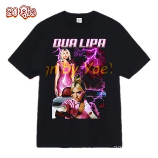 คอลูกเรือเสื้อยืดคอกลม21 สินค้าเดิม/เสื้อยืดคอกลม/singer^Dua Lipa/ผ้าฝ้าย 100% Oversize SML ดำ&amp;ขาว unisex🔥ผ้าฝ้ายแท้