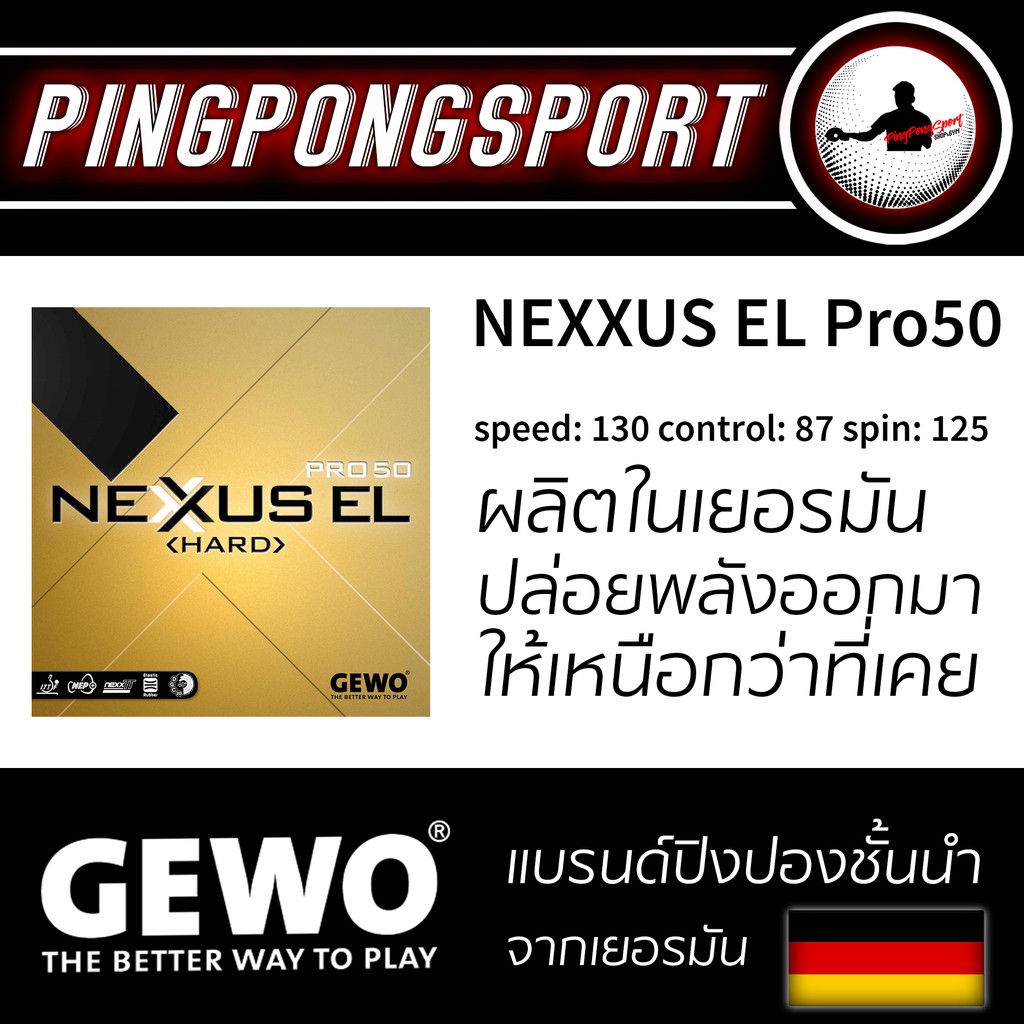 ภาพหน้าปกสินค้าGEWO ยางปิงปองเกรดแข่งขันรุ่น NEXXUS HARD EL 50, Made In Germany จากร้าน pingpongsportgym บน Shopee