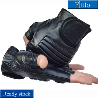 NEW Men Sport Leather Half Finger Gloves Gym Exercise Training Fitness Gloves Black Non Slip Gloves