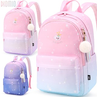 Duo Miaowu กระเป๋านักเรียนประถมหญิงเกรด 3-6 ไล่ระดับสีเกาหลีขนาดใหญ่กระเป๋าเป้สะพายหลังเด็กผู้หญิงสบาย ๆ